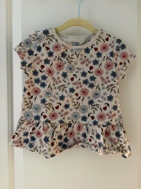 Carter's Cream Tee with Pink & Blue Floral Print